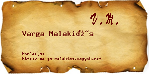 Varga Malakiás névjegykártya